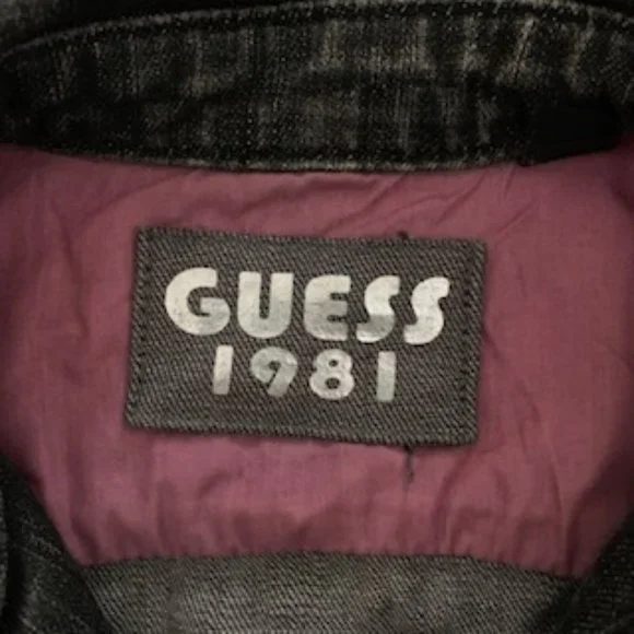 GUESS 1981 black denim jacket small size - Picture 3 of 7